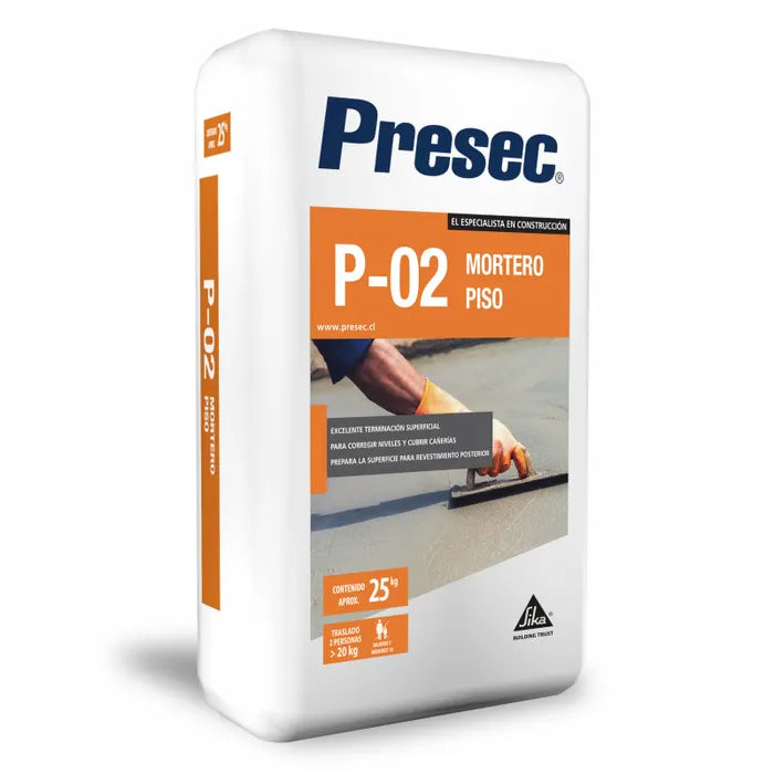 PRESEC P-02- Mortero para nivelación en Pavimentos, Sac 25 KG