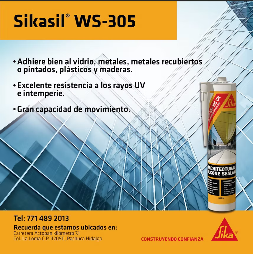 SIKASIL WS 305 S, Sellador de Intemperie para acristalamientos, Pate 600ML CAJA DE 20 P