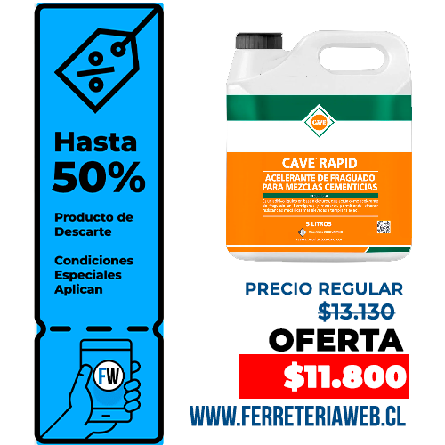 #OFERTA CAVE RAPID - Acelerante de fraguado para mezclas cementicias, 5Lt