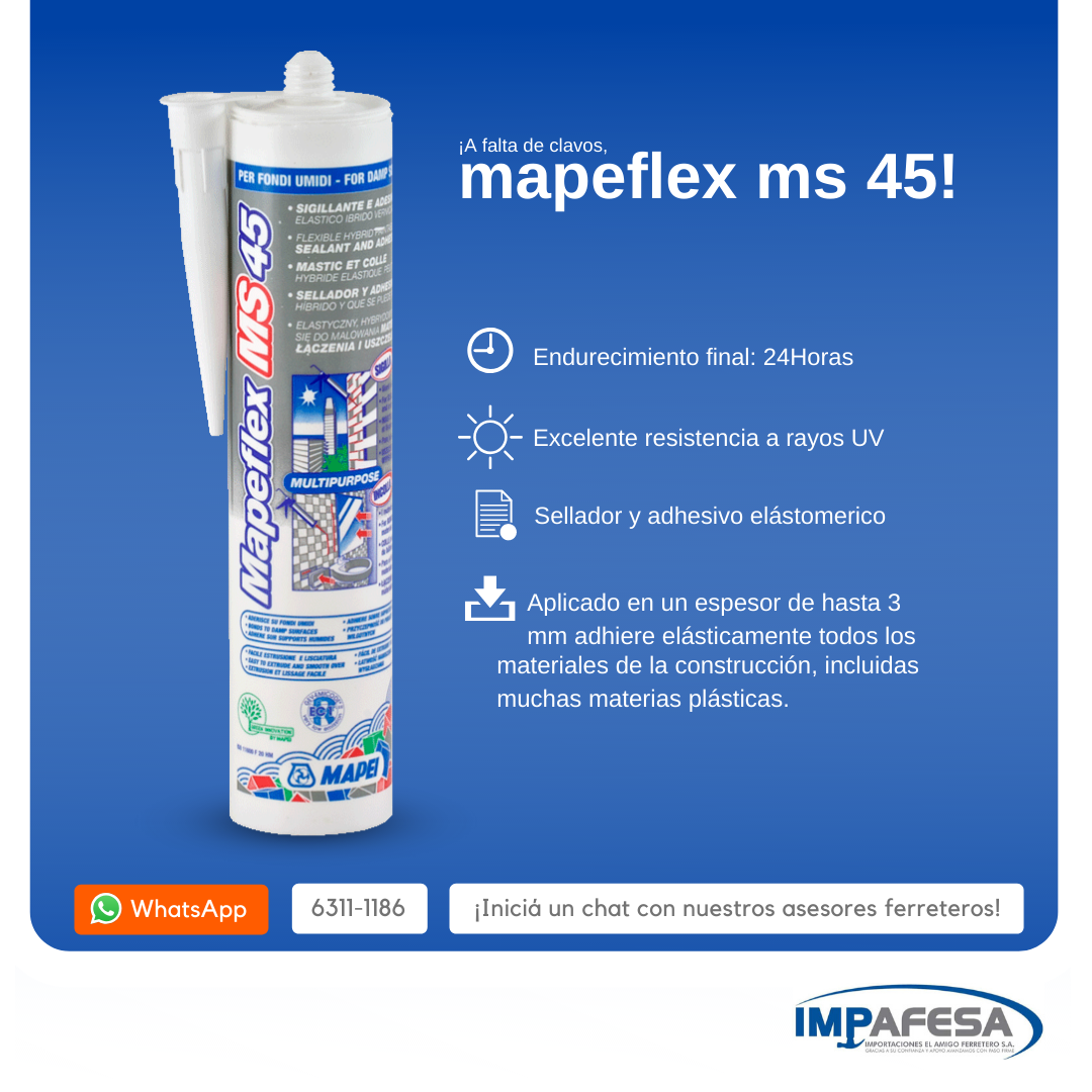MAPEFLEX MS 45, Sellante y adhesivo híbrido, Cartucho Gris 300mL