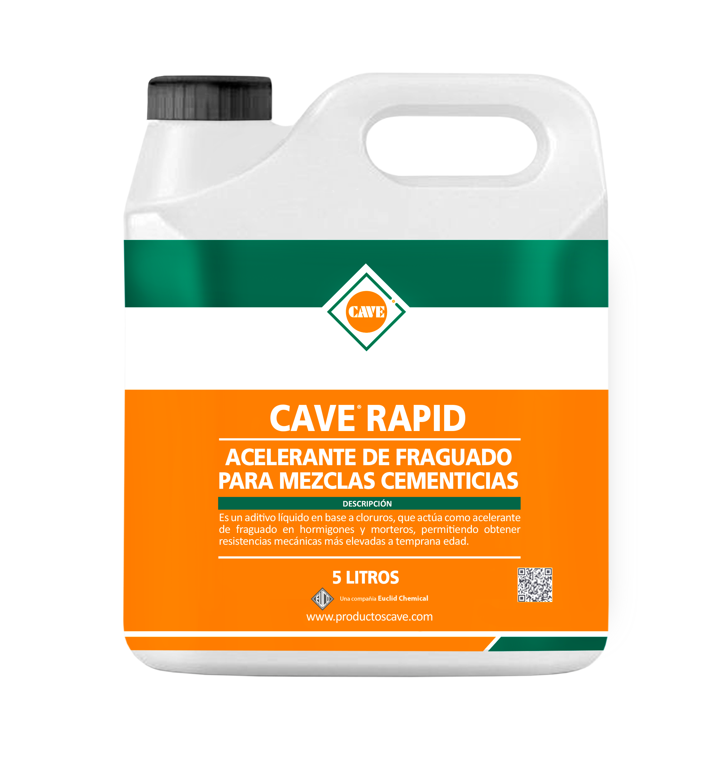 CAVE RAPID - Acelerante de fraguado para mezclas cementicias, 5Lt