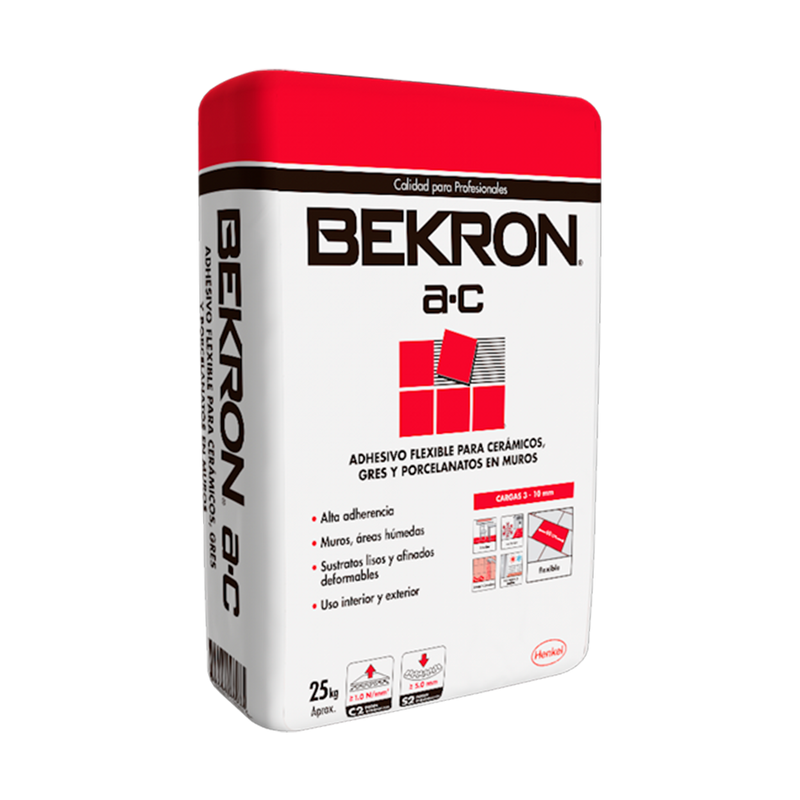 BEKRON AC - Adhesivo Cerámico Polvo Gris, 24,5Kg