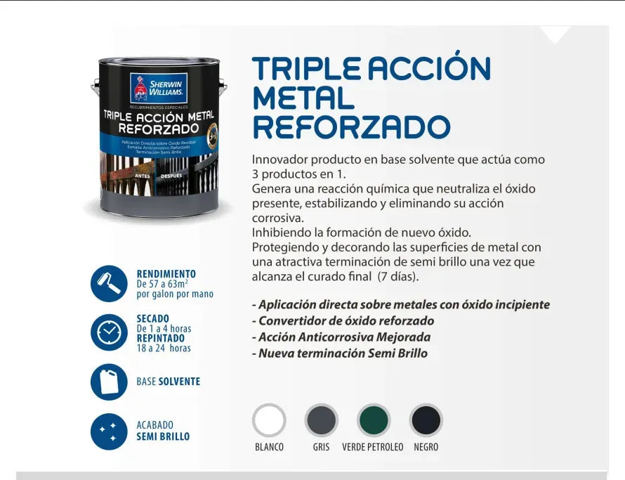 Anticorrosivo Triple Acción Metal Reforzado Convertidor De Oxido 1GL Blanco