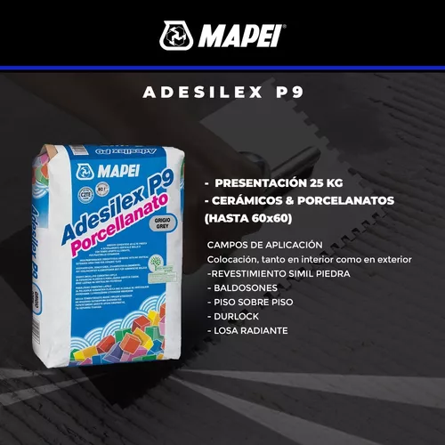 ADESILEX P9 PORCELLANATO - Adhesivo cementicio, Saco 25Kg