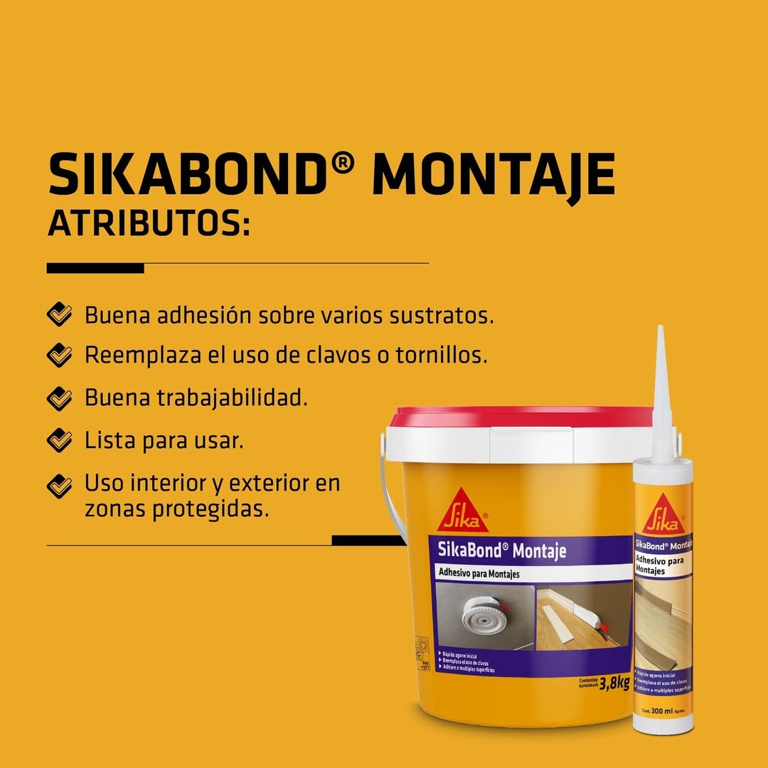 SIKABOND MONTAJE - Adhesivo para montaje interior, Balde 3,8Kg