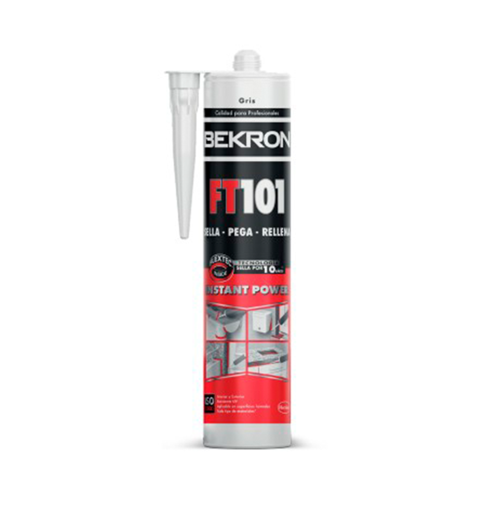 BEKRON FT101 - Sellador/Adhesivo elástico monocomponente Blanco, Cartucho 300Ml