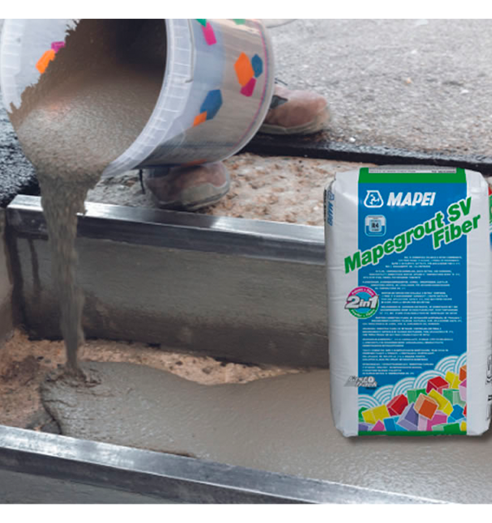 MAPEGROUT SV FIBER - Mortero de Reparación cementicio fluido, Saco 25 Kg