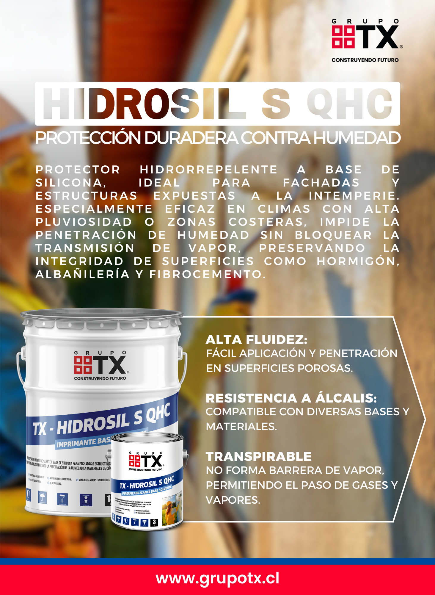 HIDROSIL S QHC- Impermeabilizante e Hidrorepelente - 3Lts