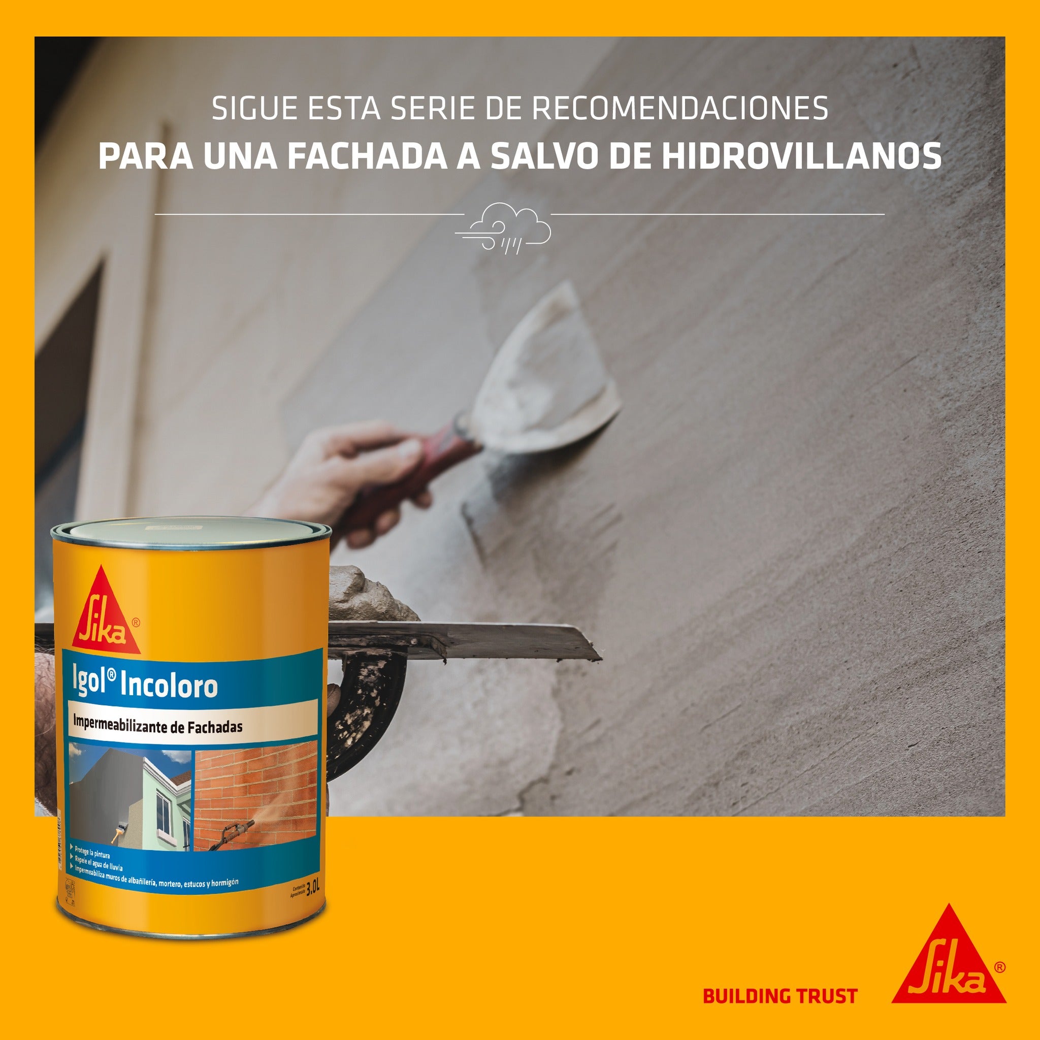 IGOL INCOLORO - Hidrorrepelente para fachadas, permeable al vapor, Tarro 3 lts.