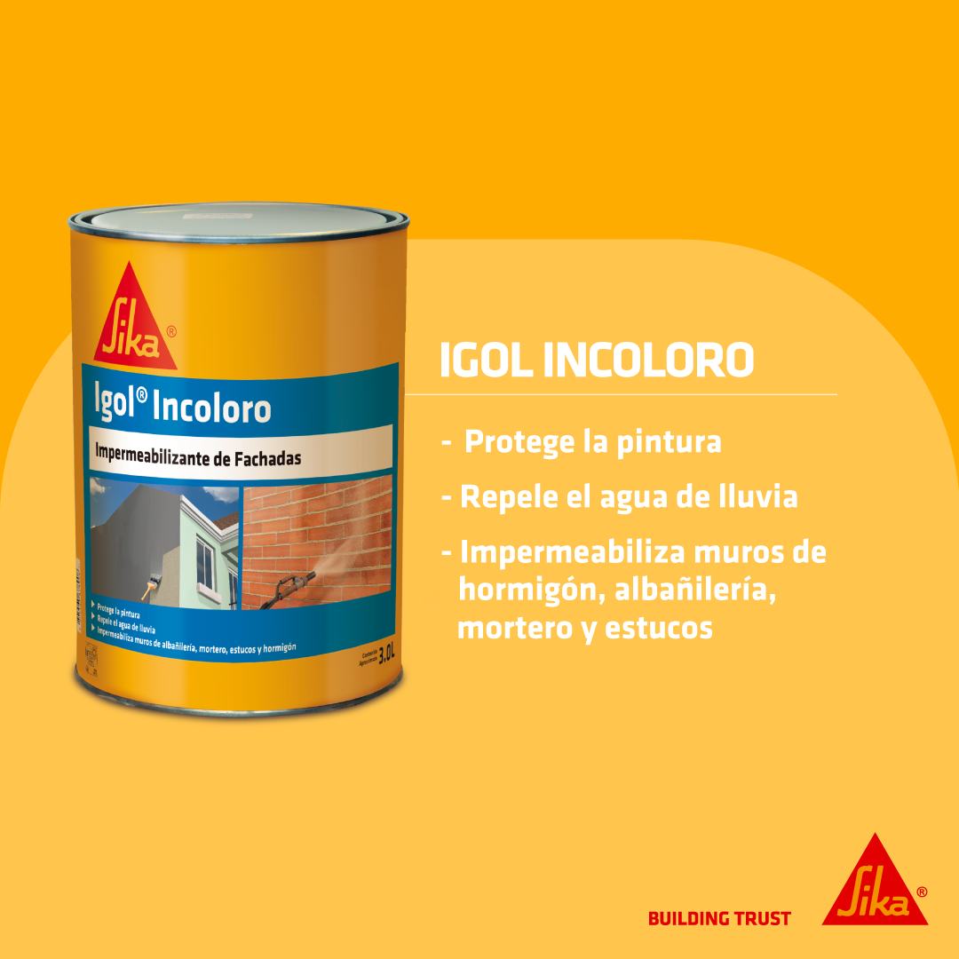IGOL INCOLORO - Hidrorrepelente para Fachadas, Permeable al Vapor, Tineta 16lts