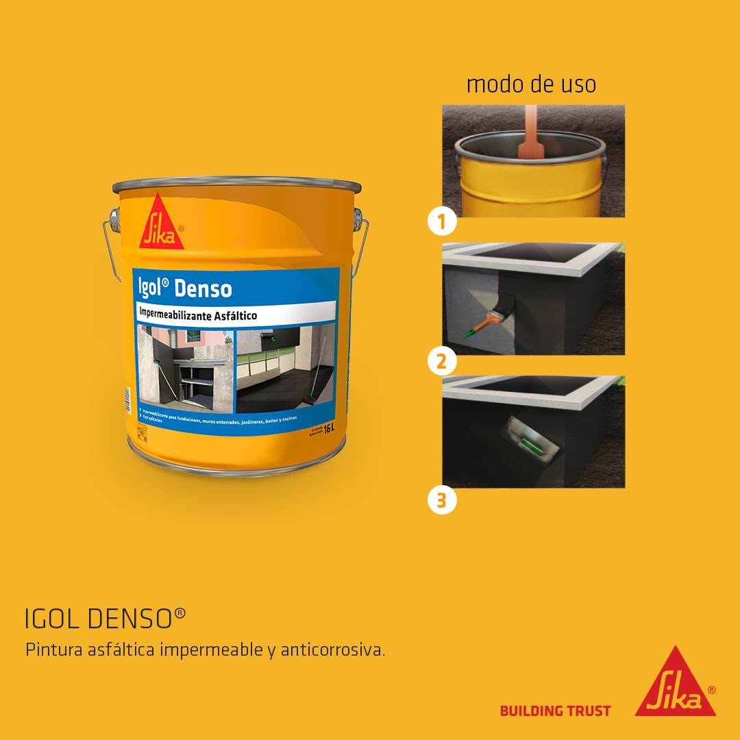 IGOL DENSO - Impermeabilizante Asfáltico Universal, Tineta 16lts