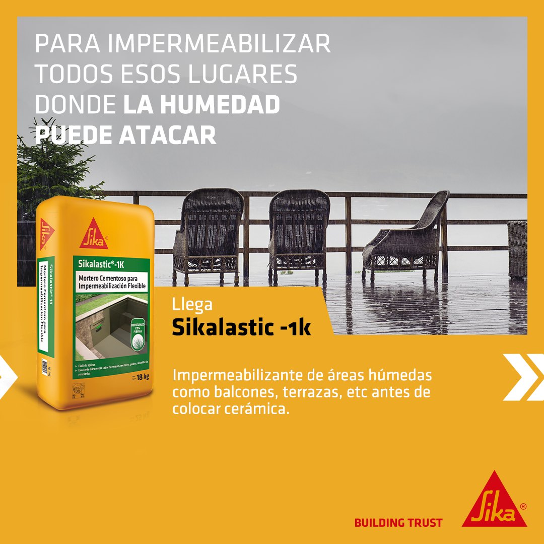 SIKALASTIC 1k - Mortero Impermeabilizante Reforzado Fibra, Sac 18kg
