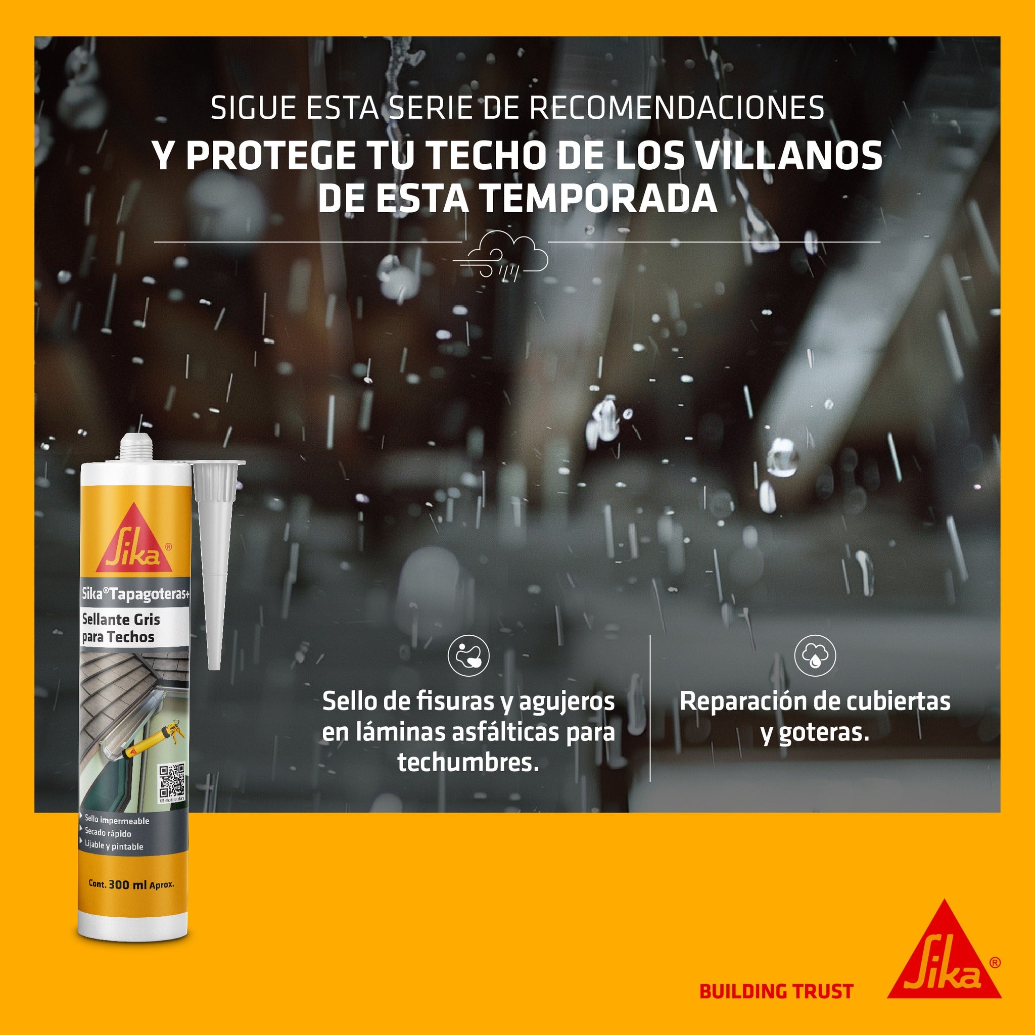 SIKA TAPAGOTERAS - Sellante para Techos y Encuentros, gris. cartucho 300cc