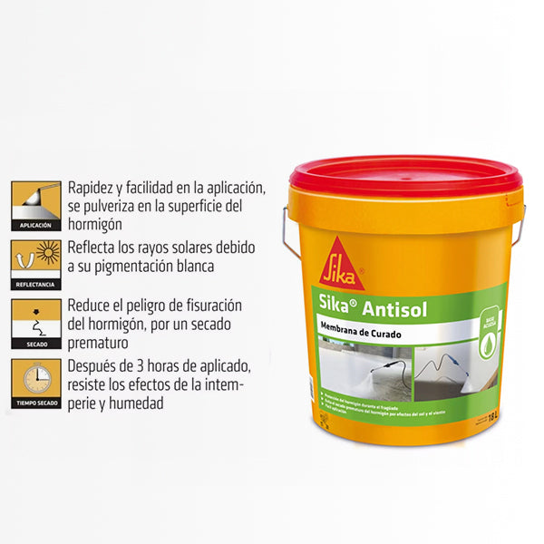 SIKA ANTISOL - Membrana de Curado en Emulsión, Tineta 18lts