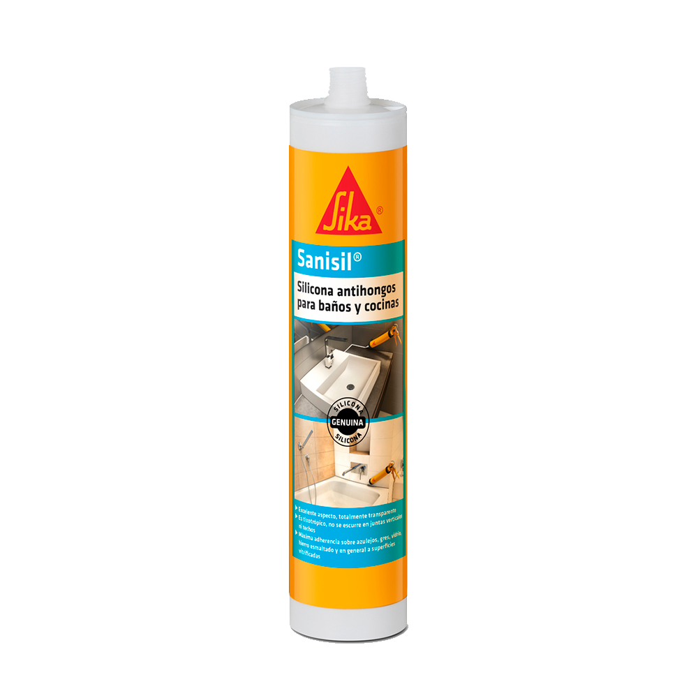 SANISIL - Sellante de Silicona Juntas Sanitarias, Transparente 300CC