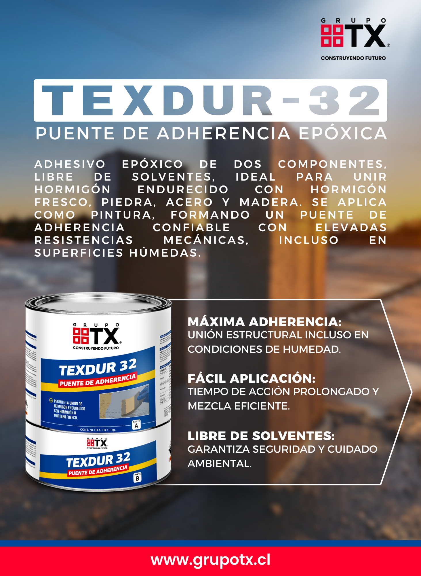 TEXDUR 32- Adhesivo Epoxico de dos componentes, 1Kg