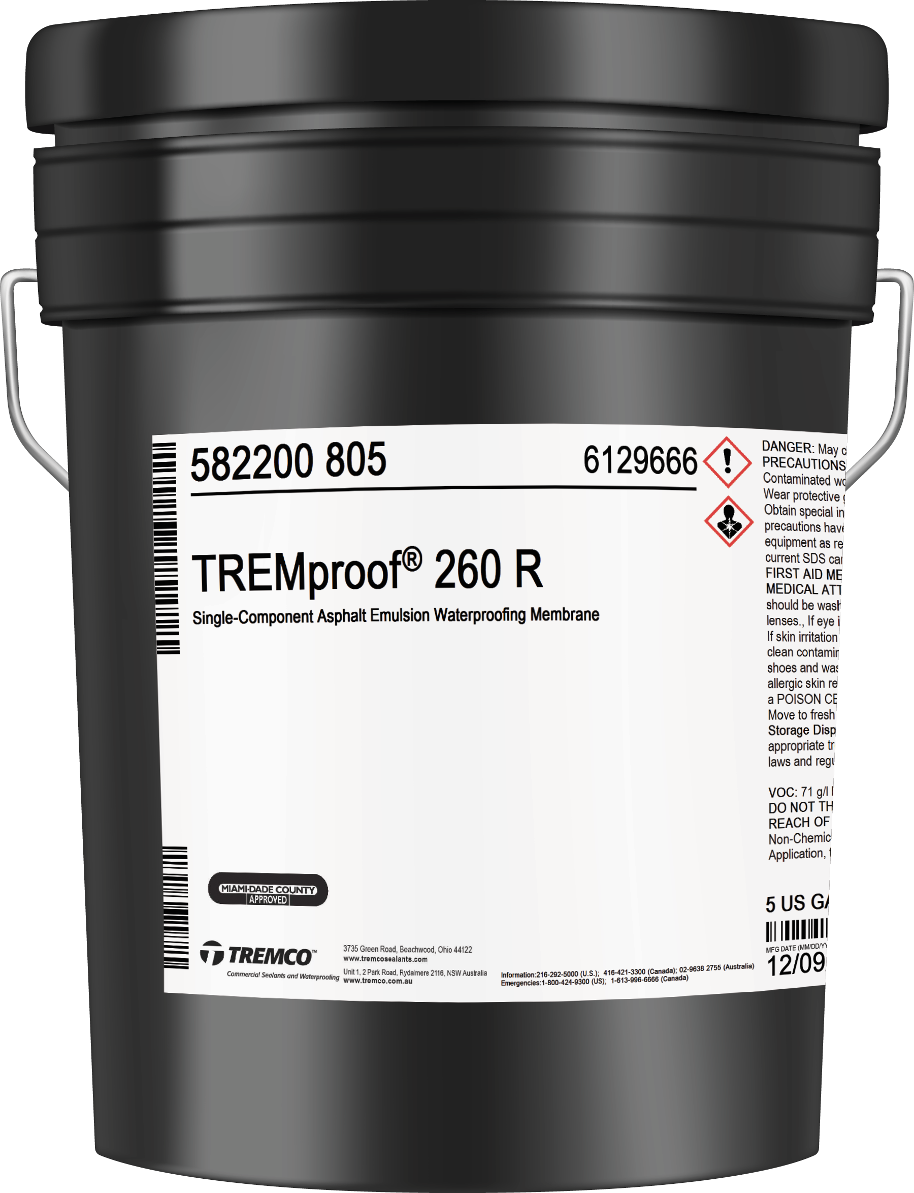 TREMPROOF 260 - Membrana líquida Impermeable, Tineta 18,9 L