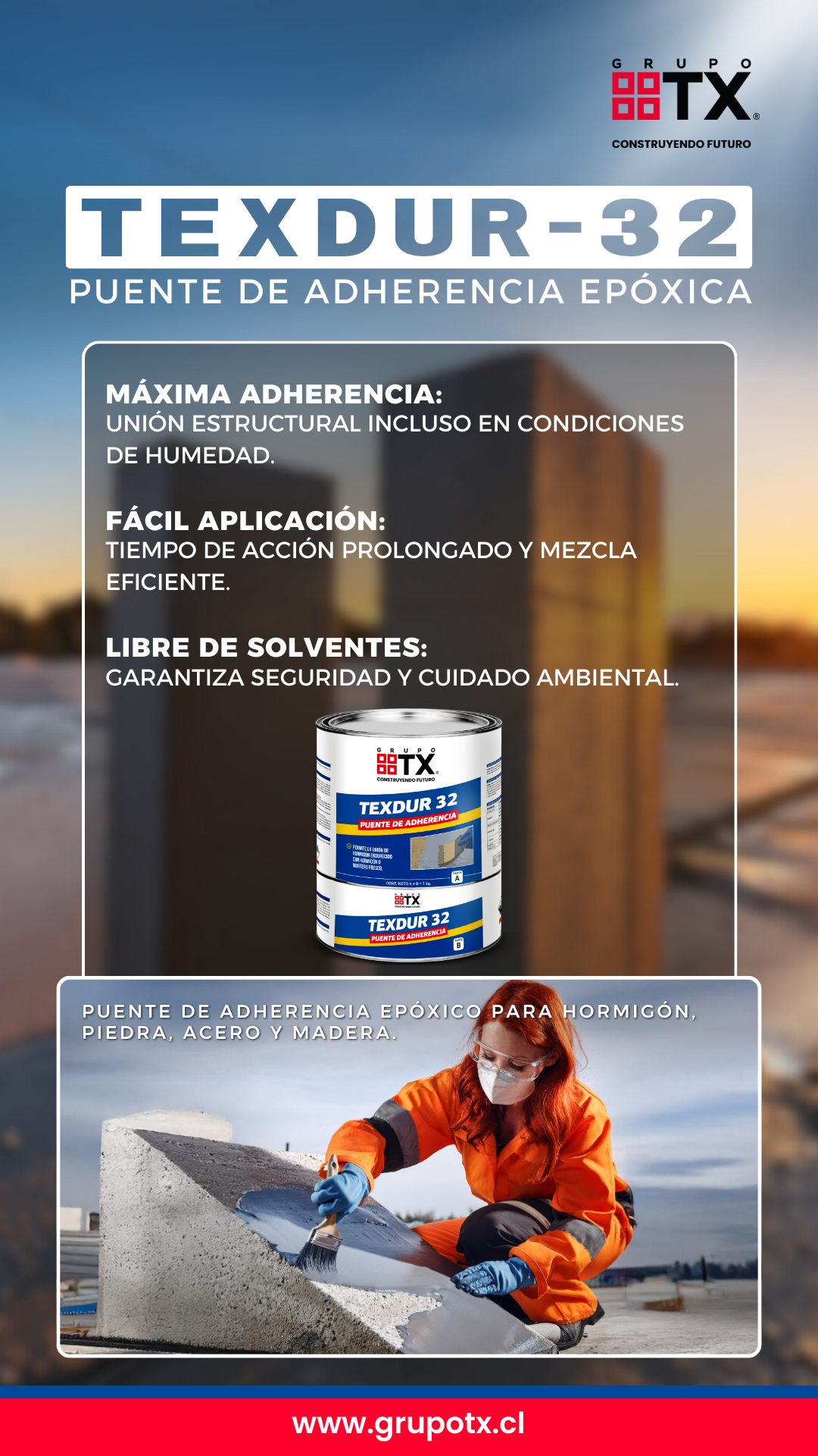 TEXDUR 32- Adhesivo Epoxico de dos componentes, 1Kg