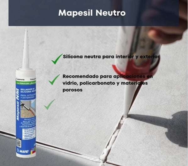MAPESIL NM - Sellador de silicona neutro, Cartucho 280mL