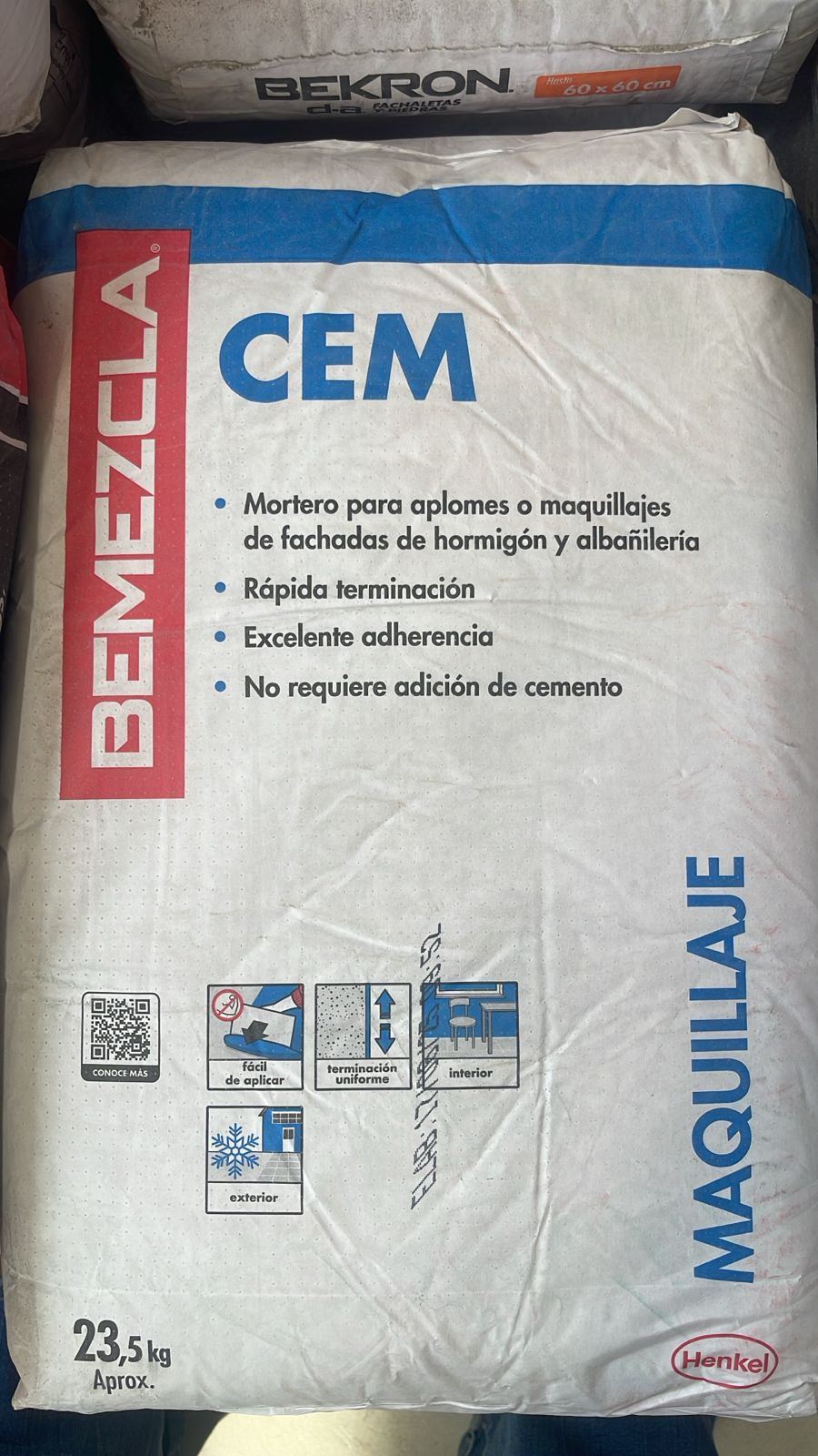 BEMEZCLA CEM GRIS- Mortero de maquillaje y reparacion, 23.5 Kg