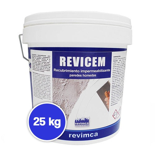 REVICEM - Mortero impermeabilizante para paredes húmedas, Tineta 25L