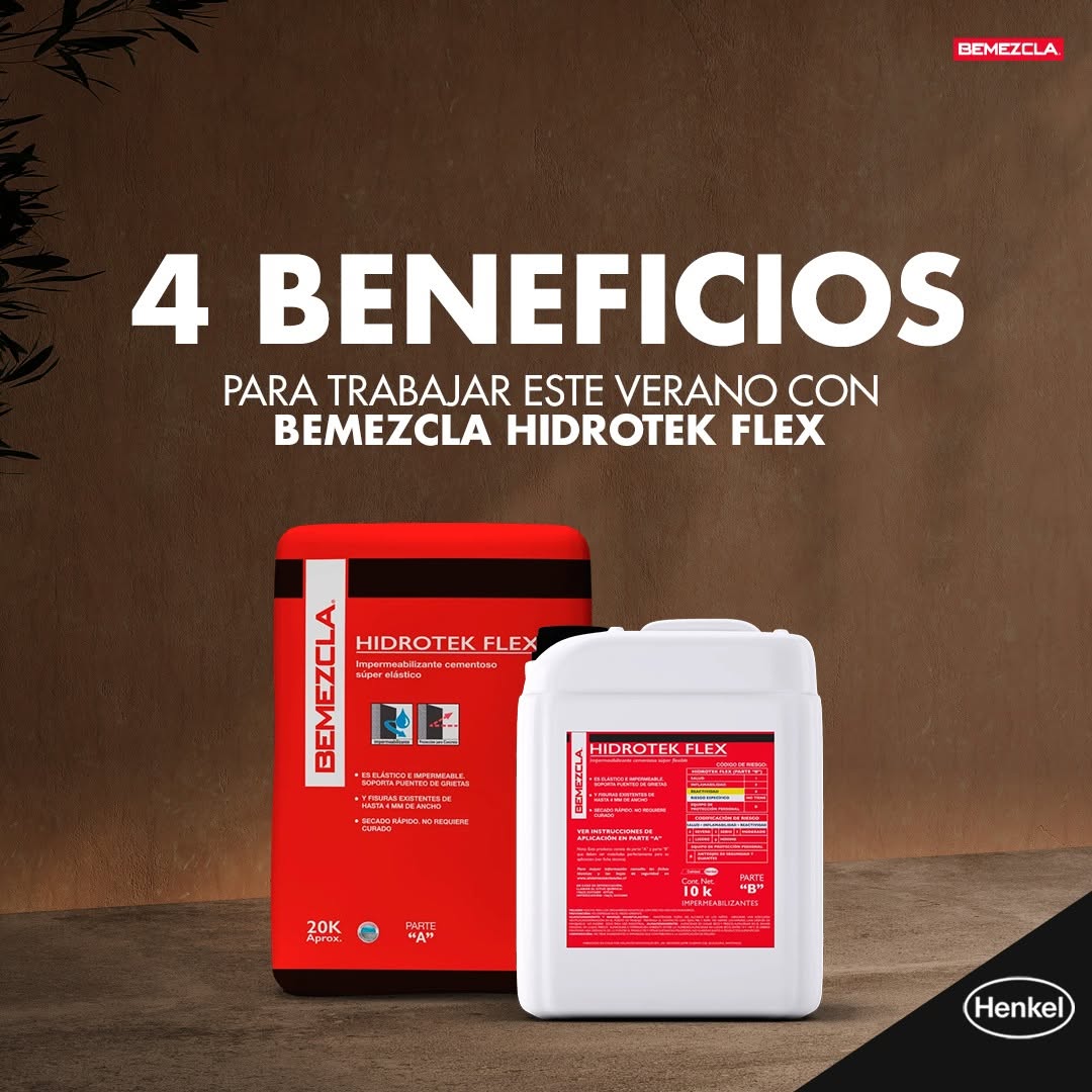 BEMEZCLA HIDROTEK FLEX - Impermeabilizante Cementicio, Kit 30Kg