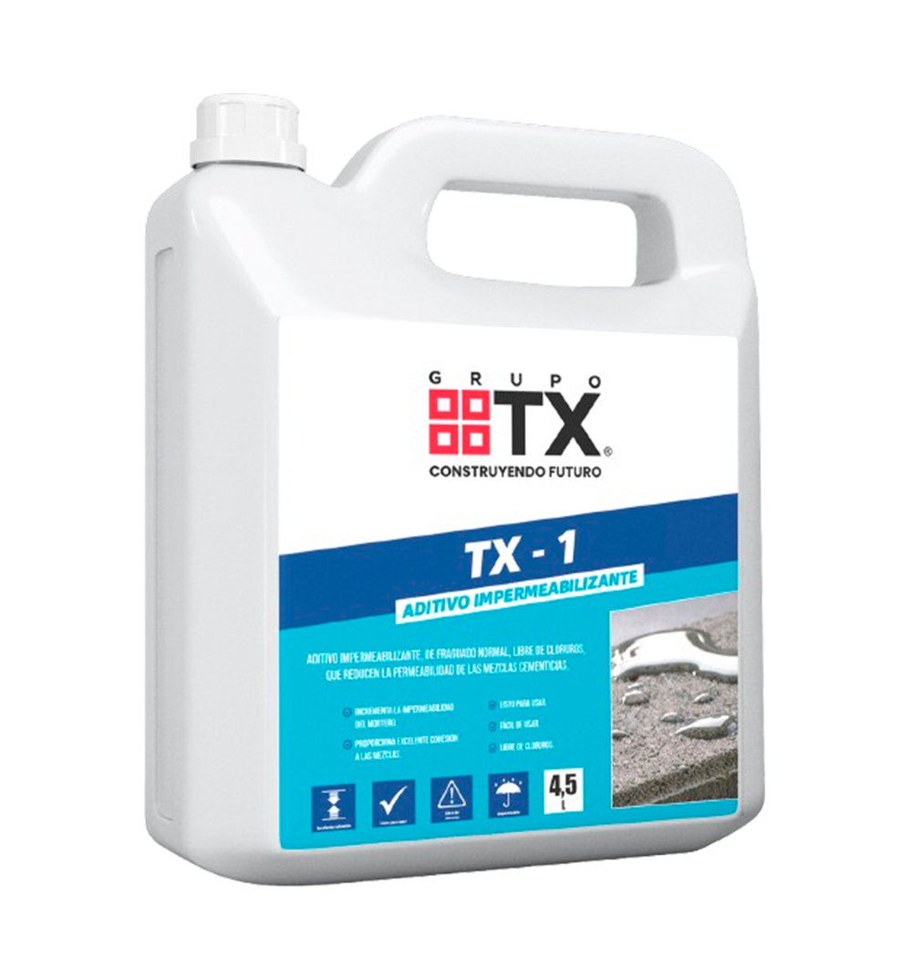 TX 1 - Aditivo impermeabilizante. Bidón 4,5 lts.