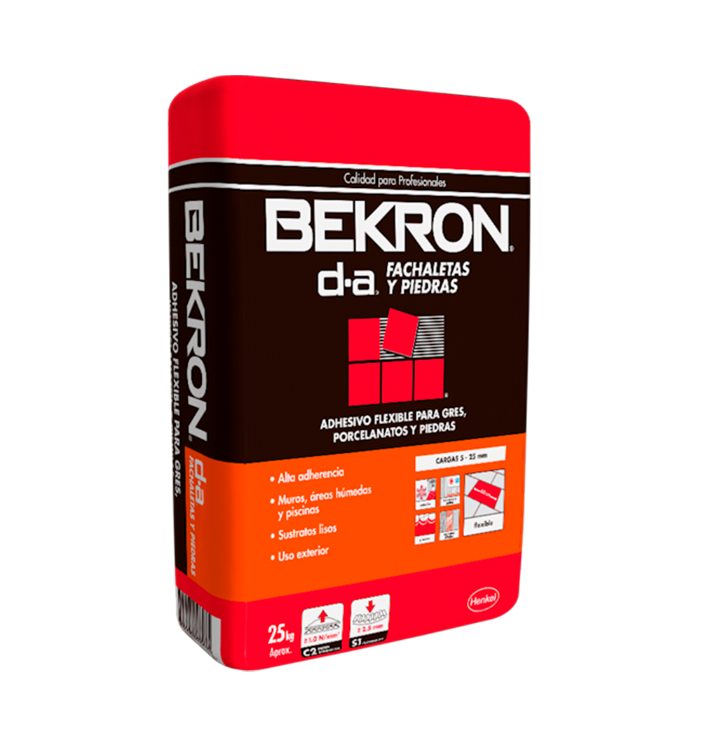 BEKRON DA FACHALETAS Y PIEDRAS - Adhesivo doble acción, 25 kg