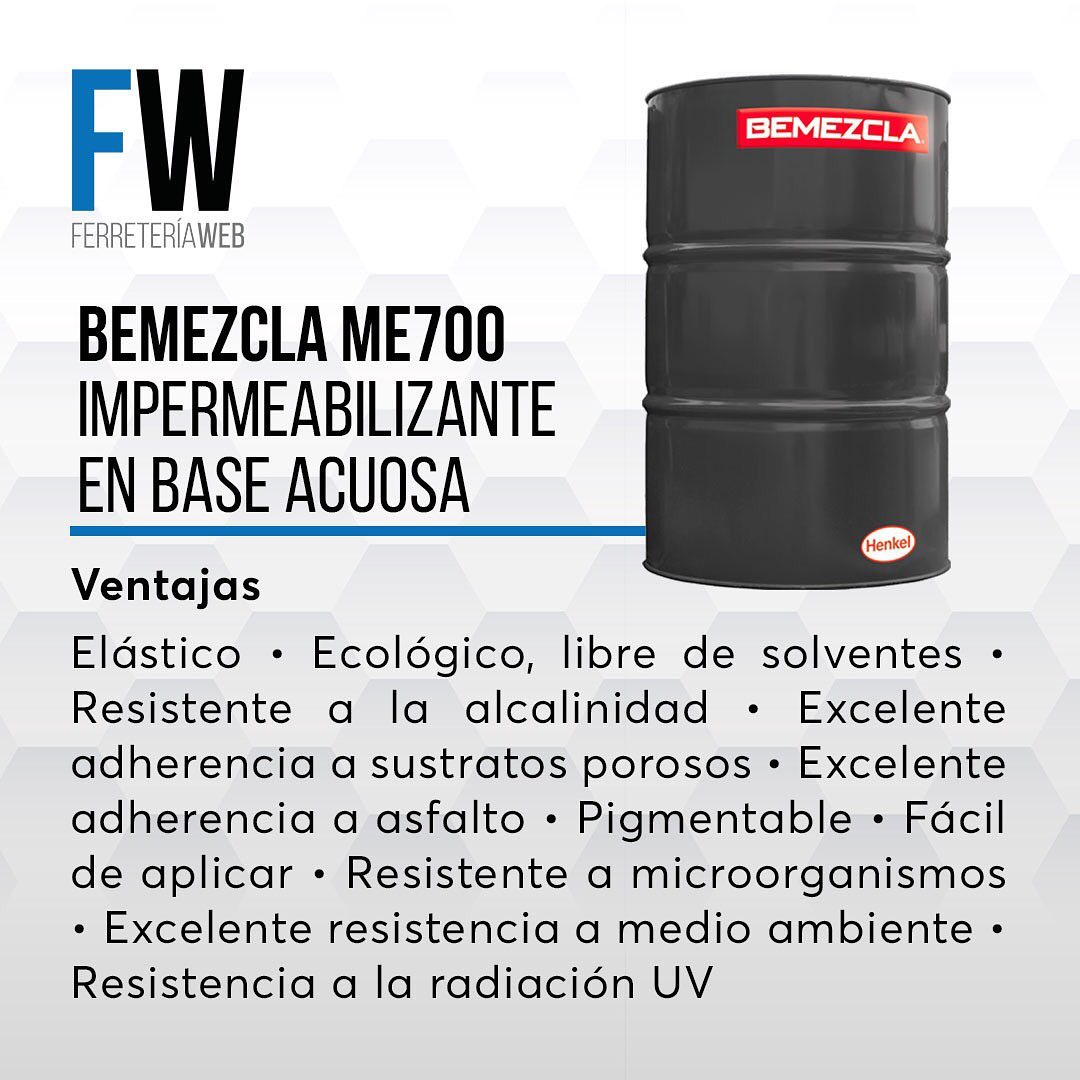 Bemezcla ME700 - Impermeabilizante Base Acuosa,Tambor de 110 Kg