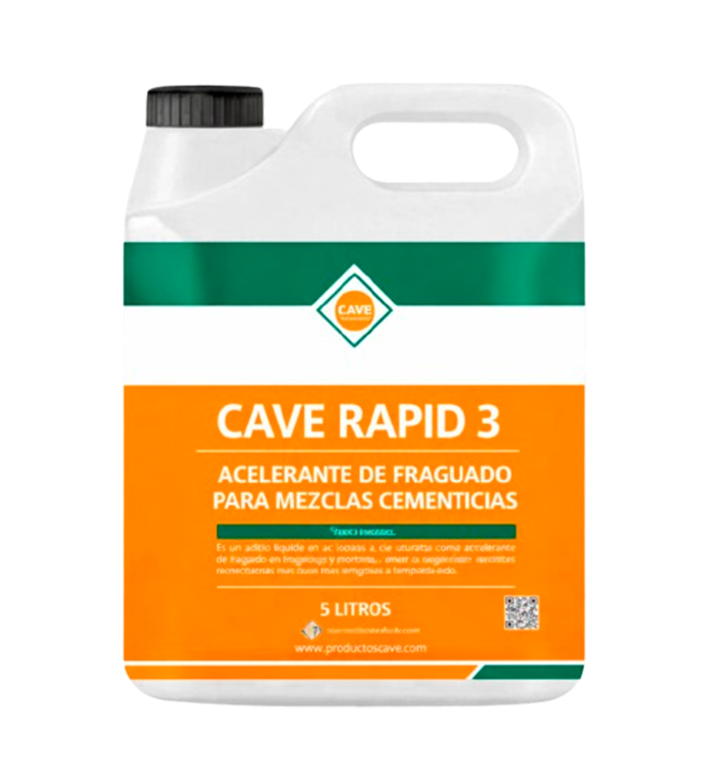 CAVE RAPID - Acelerante de fraguado para mezclas cementicias, 5Lt