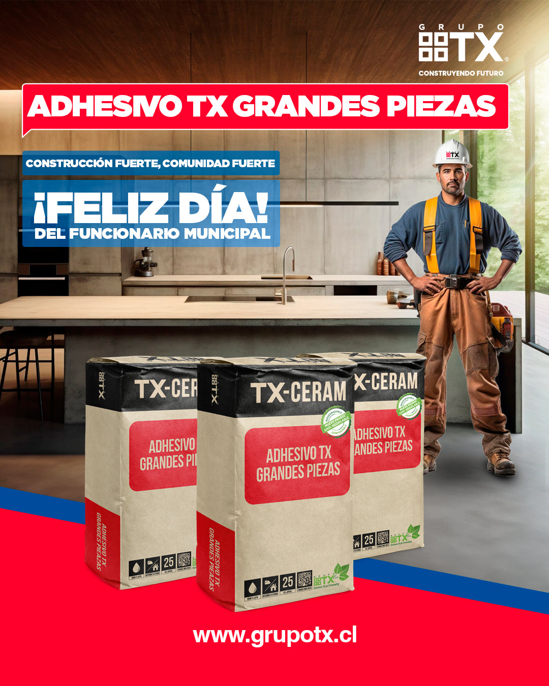 ADHESIVO TX GRANDES PIEZAS - Alta Adherencia, Saco 25Kg