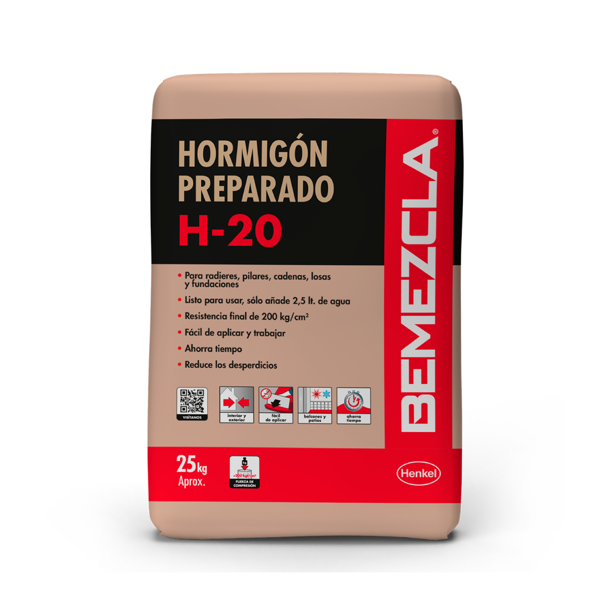 BEMEZCLA H-20 - Mezcla cementicia predosificada, 25Kg