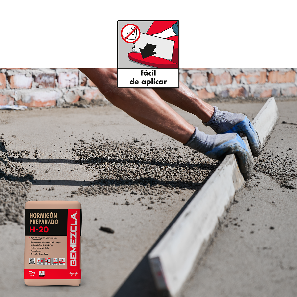 BEMEZCLA H-20 - Mezcla cementicia predosificada, 25Kg