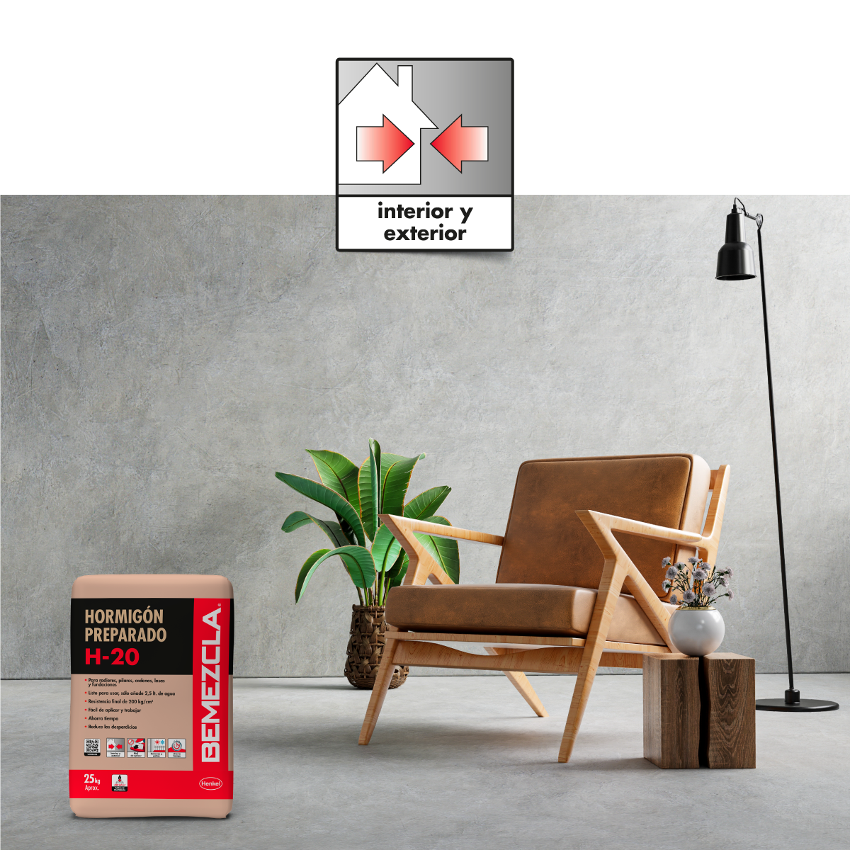 BEMEZCLA H-20 - Mezcla cementicia predosificada, 25Kg