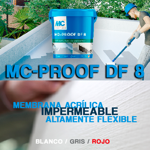 MC-PROOF DF 8 - Impermeabilizante Acrilico Altamente Flexible, Tin 20 Kg