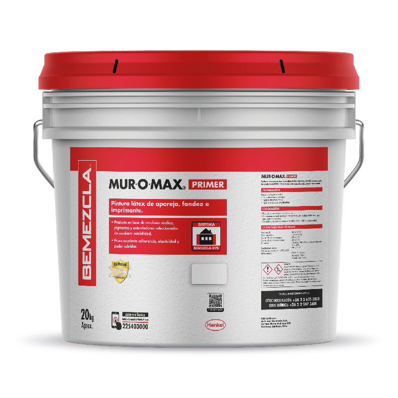 BEMEZCLA MUROMAX - Pintura Primer Blanca, Tineta 25Kg