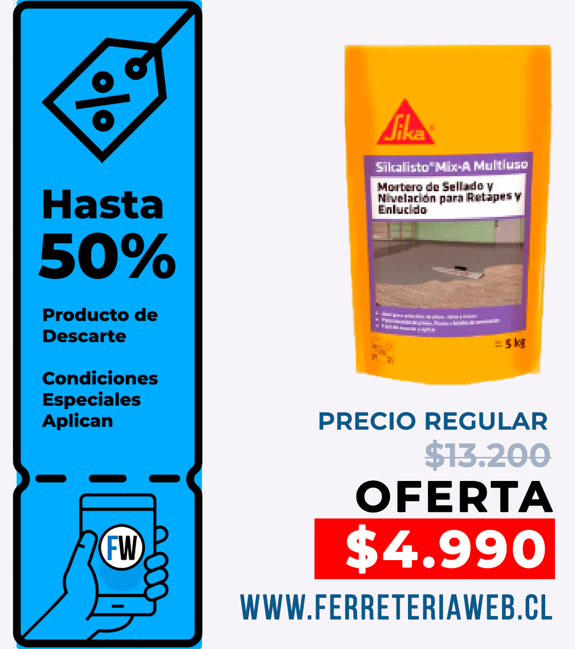 Oferta SIKALISTO MIX-A MULTIUSO - Mortero de sellado y Reparación, Sac 5Kg