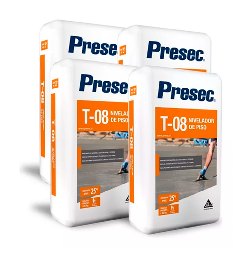 PRESEC T-08 - Nivelador de pisos, 25Kg Pack 4 Unidades