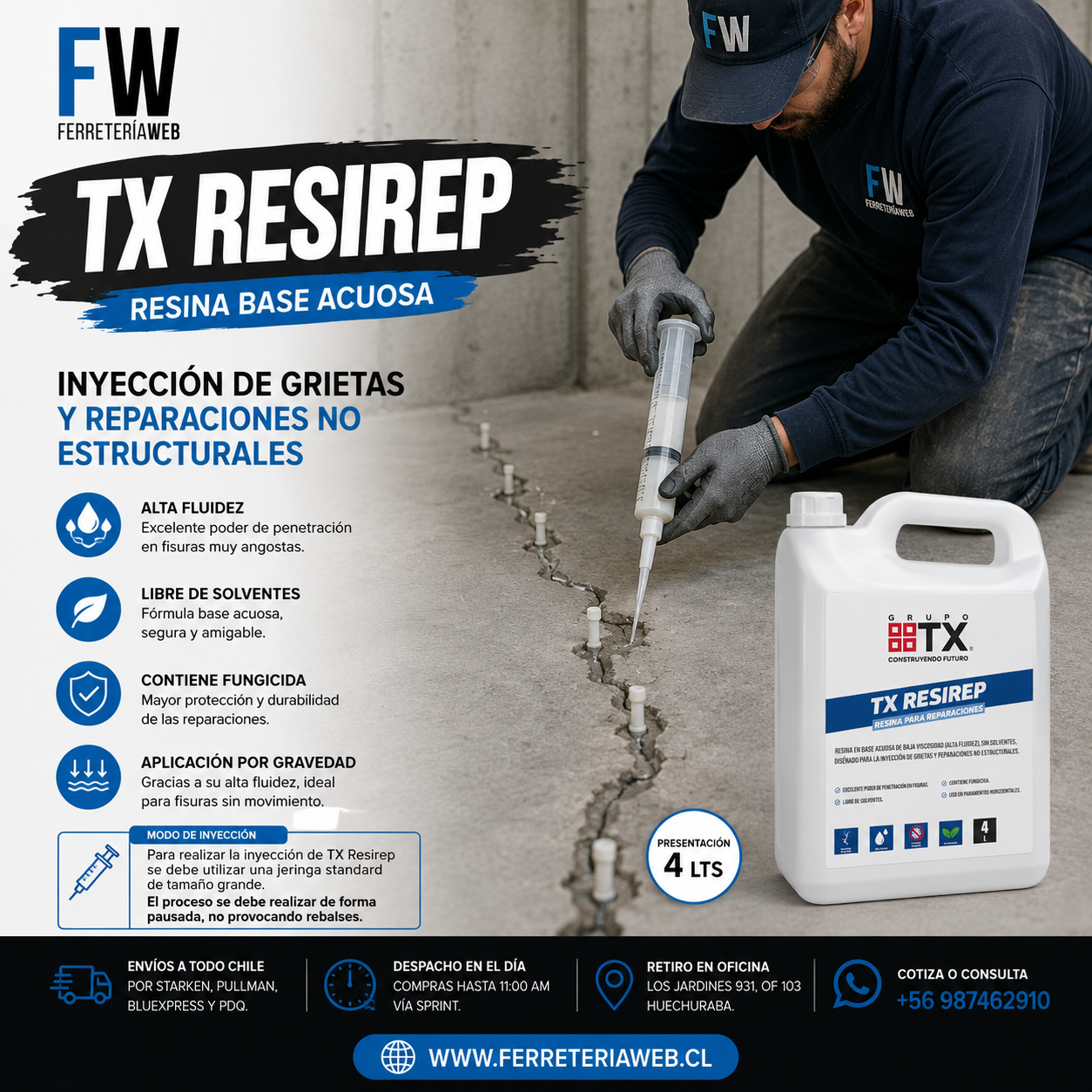 RESIREP - Resina base acuosa, 4Lts