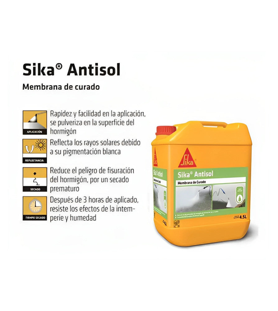 SIKA ANTISOL - Membrana de Curado en Emulsión, 4,5 lts