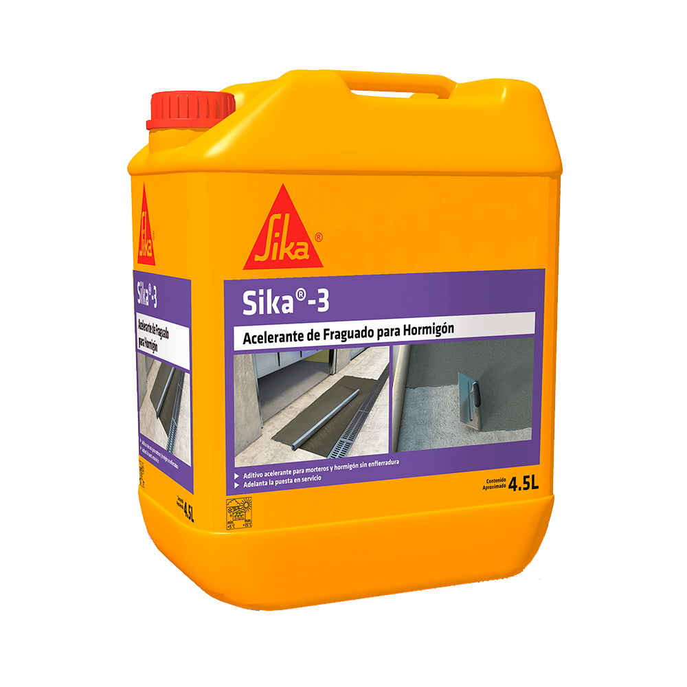 SIKA 3 - Acelerador Controlable Fraguado Hormigón y Mortero, Bidon 4,5lts