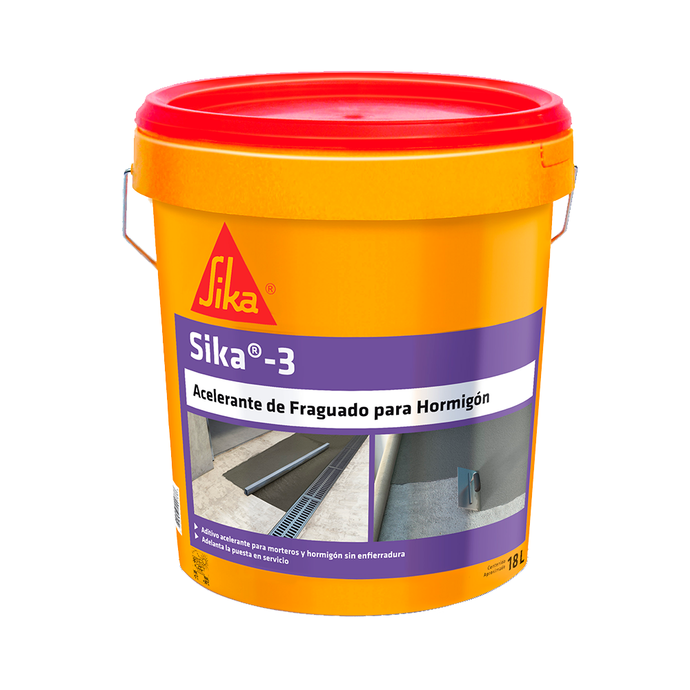 SIKA 3 - Acelerador Controlable Fraguado Hormigón y Mortero, Tineta 18lts