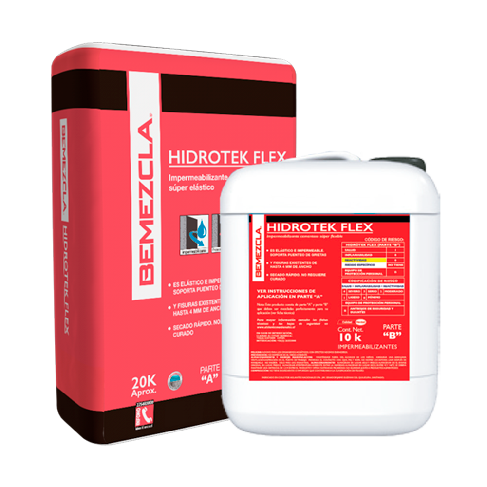 BEMEZCLA HIDROTEK FLEX - Impermeabilizante Cementicio, Kit 30Kg