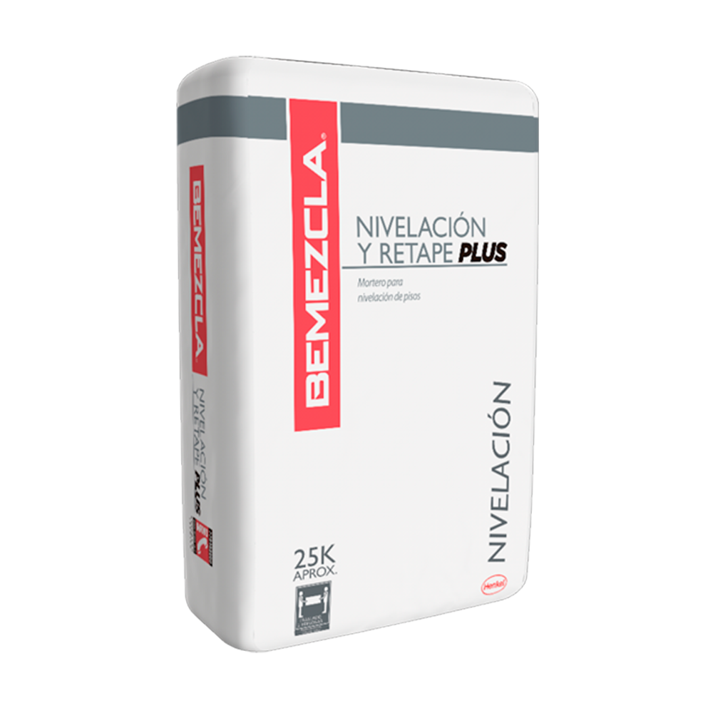 BEMEZCLA NIVELACION Y RETAPE PLUS - Nivelacion de pisos interiores, 25 Kg