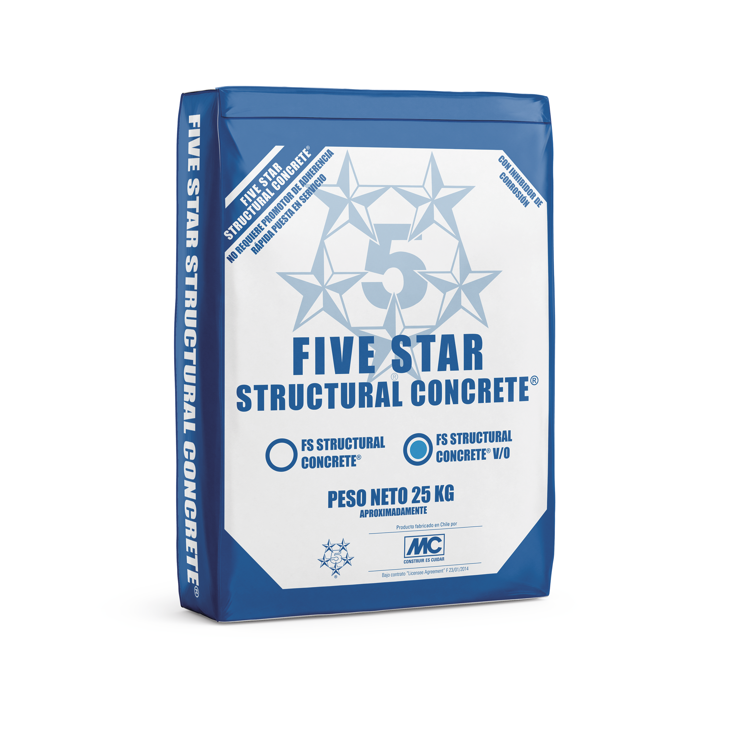 FIVE STAR STRUCTURAL CONCRETE V/O - Reparación Rapida Vertical, Sac25Kg