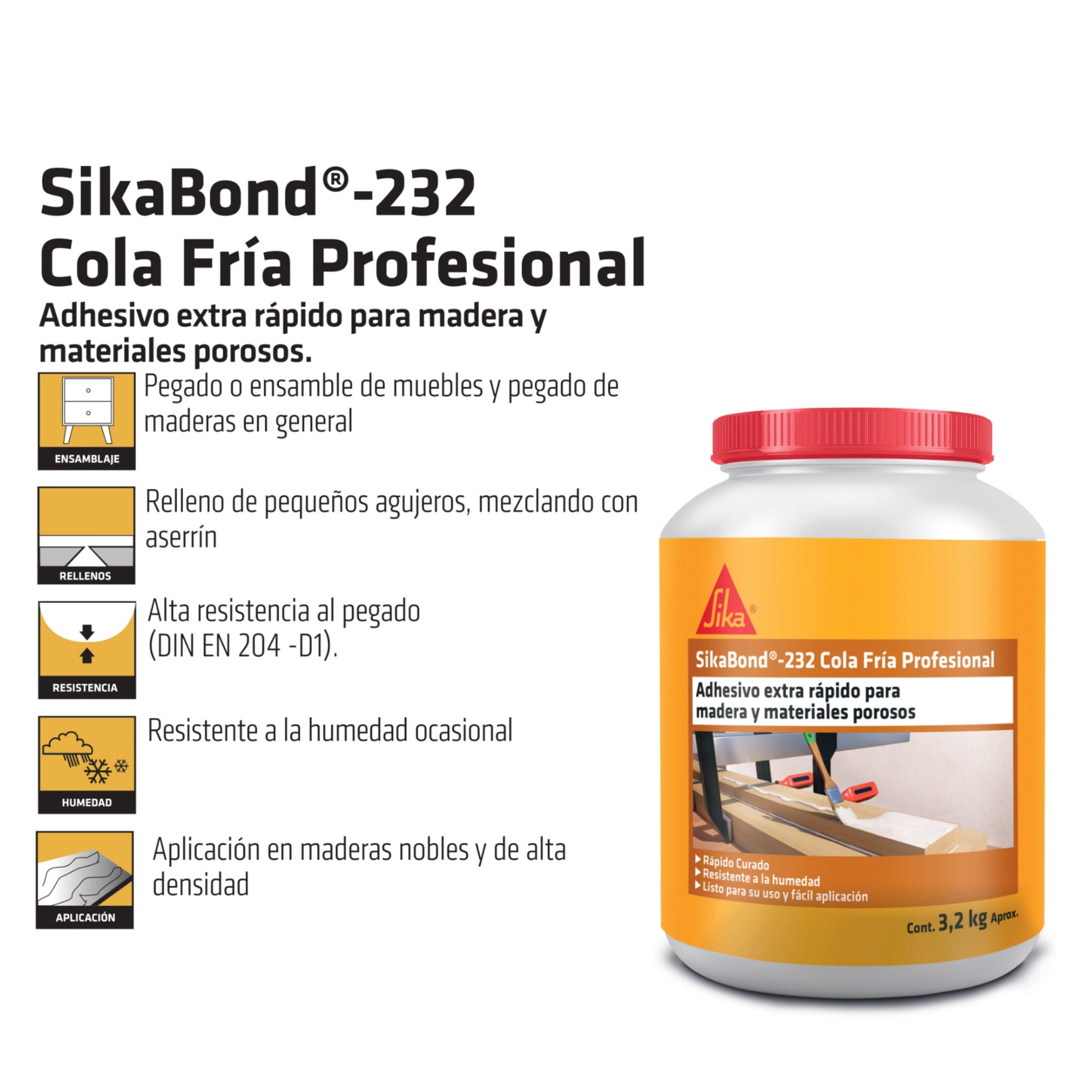 Sikabond-232, Colafría profesional, 3,2kg