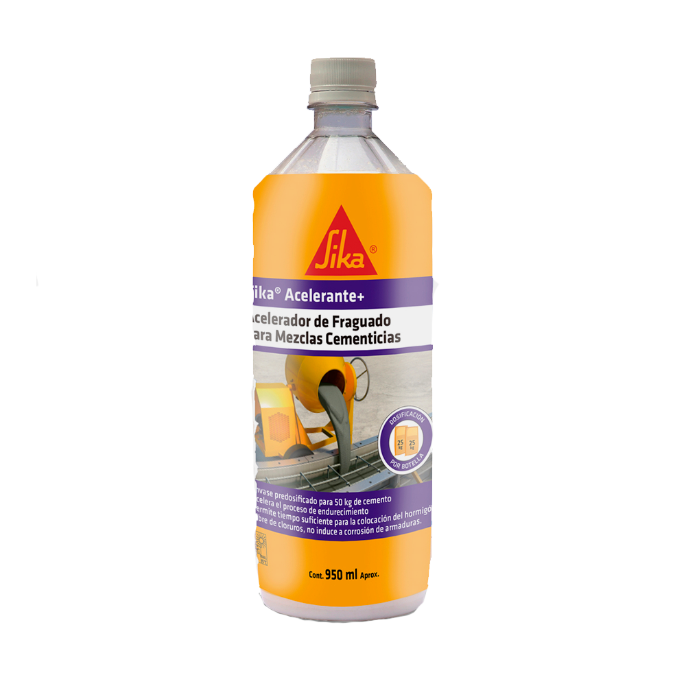 SIKA ACELERANTE+ - Aditivo Acelerador Sin Cloruro, Bot 950ml