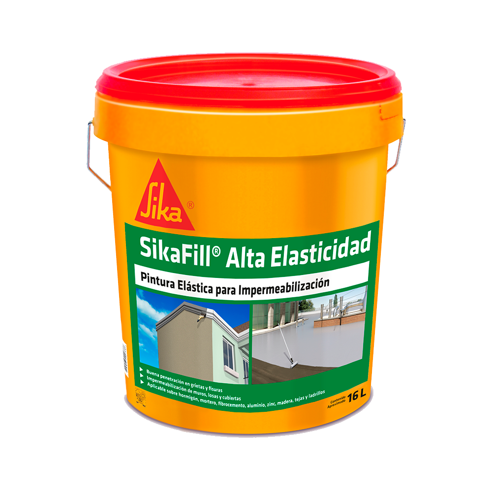 SIKAFILL ALTA ELASTICIDAD - Revestimiento impermeable elástico acrílica base acuosa, 16Lts