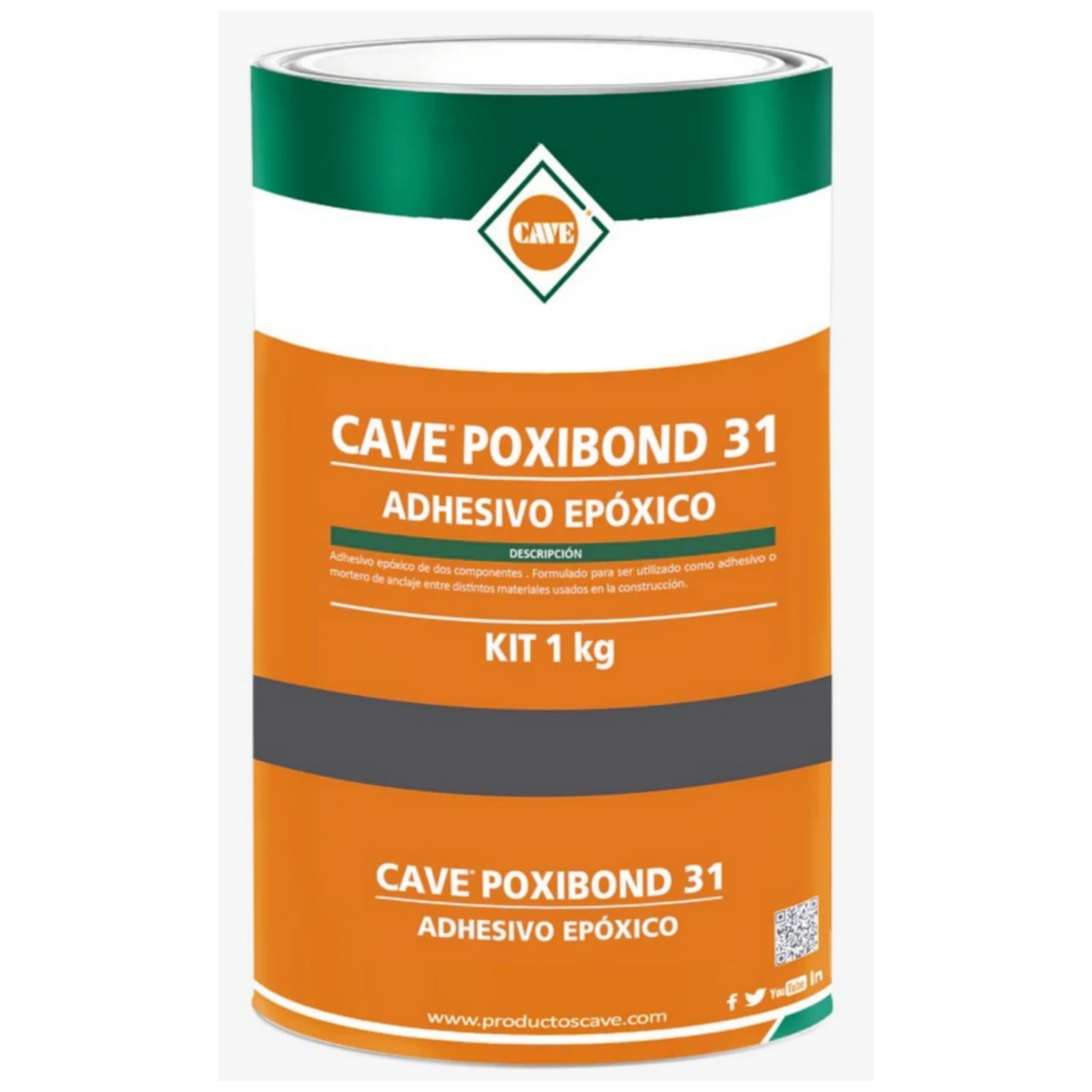 CAVE POXIBOND 31 - Adhesivo Epóxico Tixotrópico, Kit 1 Kg