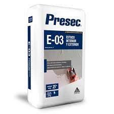 PRESEC E-03 - Estuco Exterior e Interior, saco 25Kg